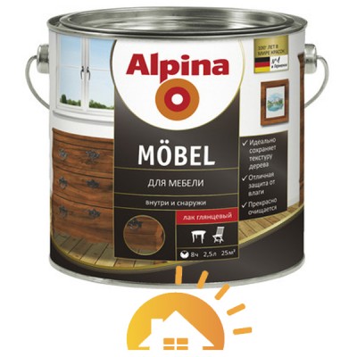 Alpina алкидный лак для мебели Mobel GL, 2,5 л