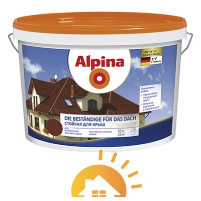 Alpina Матовая краска для защиты крыш Die Beständige für das Dach, темно-коричневый, 10 л