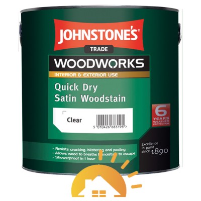 Johnstones Водорастворимое, тонируемое, быстросохнущее покрытие Quick Dry Satin Woodstain, 2,5 л