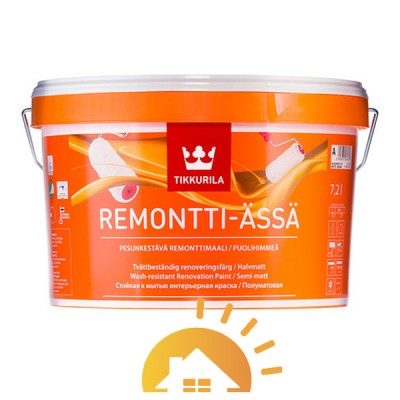 Tikkurila моющаяся акрилатная краска для стен и потолков Remontti Assa, 9 л